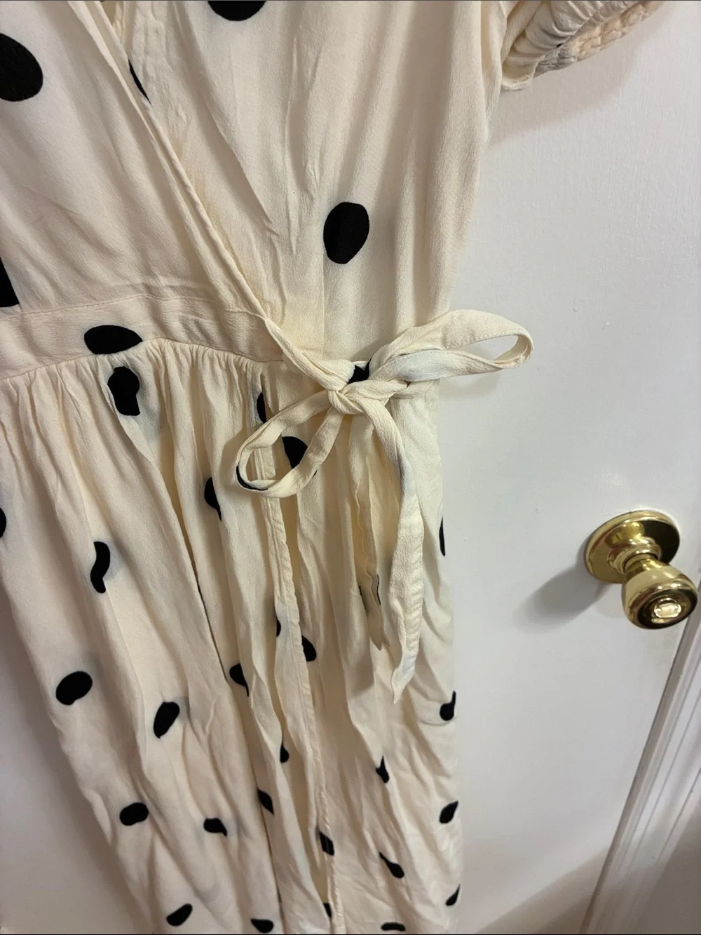 Maeve by Anthropologie White Midi Dress with Black Polka Dots Sz 00